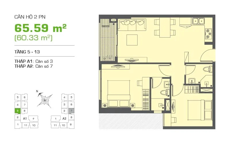 thiết kế nội thất chung cư 65m2