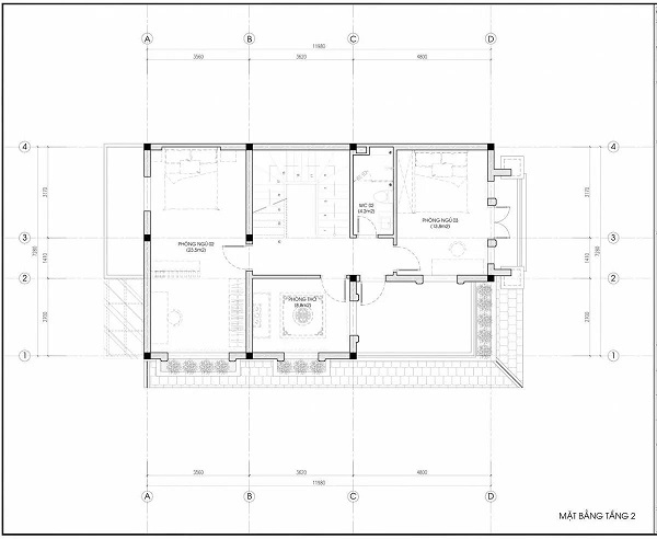 nhà mái bằng 2 tầng ở nông thôn